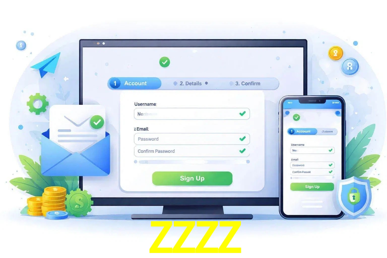 Registro de nuevo usuario y configuración de cuenta ZZZZ